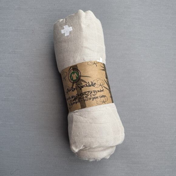 Global Organic Textile Standard Muslin Swaddle Blanket 47x47 Cotton Bamboo Cross - Picture 1 of 3
